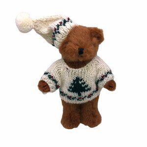 Vintage Chrisha Playful Plush 11" Stuffed Plush Bear Christmas Sweater Stocking